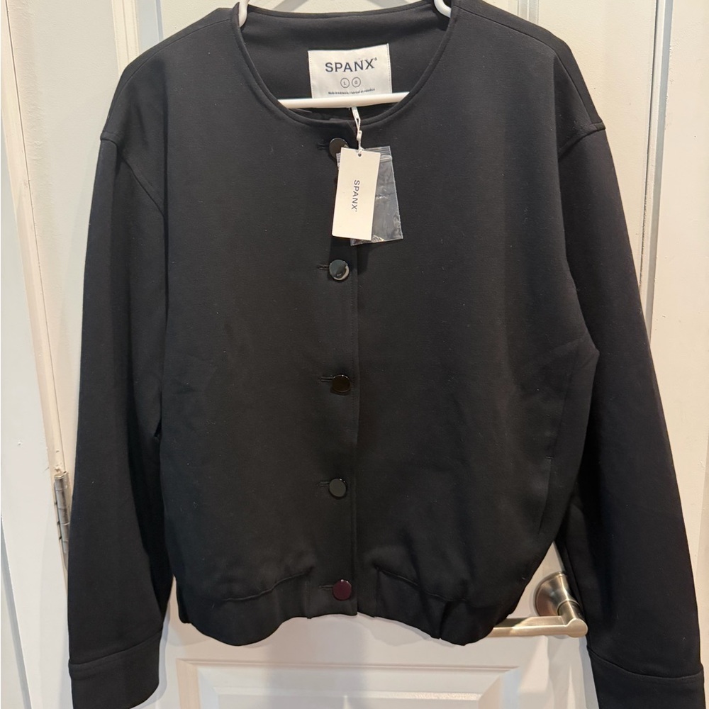 Spanx Black Women's Jacket Ponte Bomber Jacket. Size Large - Picture 2 of 6